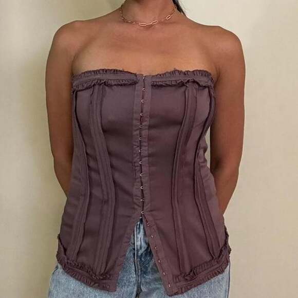 Urban Outfitters Tops - Urban Outfitters Corset Top Size M Dusty Plum Purple Bustier